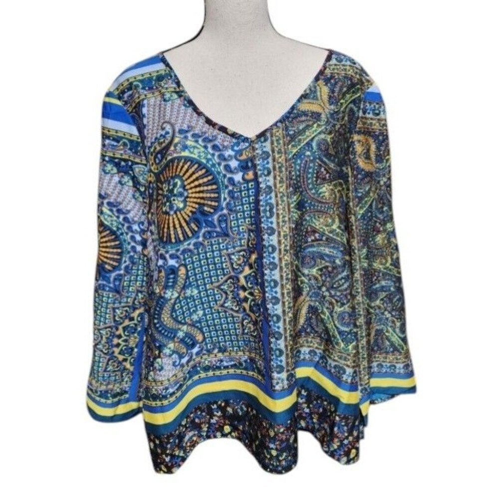 August Silk Boho Blouse Size XL Flowy Comfy Very Soft